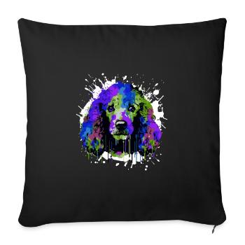 Poodle Dog Head Portrait Colorful - Sofa pillowcase 17,3'' x 17,3'' (45 x 45 cm) - black - Front