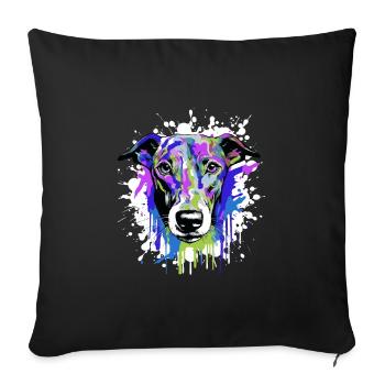 Greyhound Dog Head Portrait Colorful - Sofa pillowcase 17,3'' x 17,3'' (45 x 45 cm) - black - Front