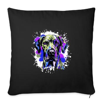 Great Dane Dog Head Portrait Colorful - Sofa pillowcase 17,3'' x 17,3'' (45 x 45 cm) - black - Front
