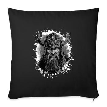 Guerrier du Valhalla à tête viking - Housse de coussin décorative 45 x 45 cm - noir - Devant