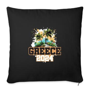 Greece 2024 Travel Holidays - Sofa pillowcase 17,3'' x 17,3'' (45 x 45 cm) - black - Front