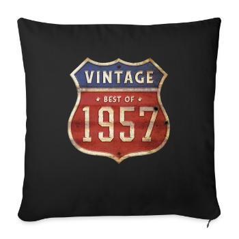 67 ans vintage 1957 édition limitée 67ème - Housse de coussin décorative 45 x 45 cm - noir - Devant