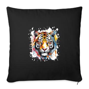 Tiger Pop Art Head - Sofa pillowcase 17,3'' x 17,3'' (45 x 45 cm) - black - Front