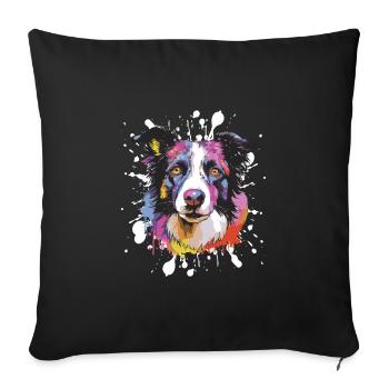 Border Collie Dog Pop Art Head - Sofa pillowcase 17,3'' x 17,3'' (45 x 45 cm) - black - Front
