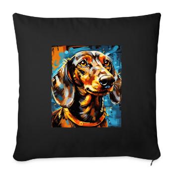 Teckel Chien Portrait Teckel - Housse de coussin décorative 45 x 45 cm - noir - Devant