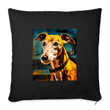 Greyhound Dog Portrait - Sofa pillowcase 17,3'' x 17,3'' (45 x 45 cm) - black - Front
