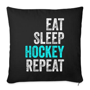 Eat Sleep Hockey Repeat hockey saying vintage - Sofa pillowcase 17,3'' x 17,3'' (45 x 45 cm) - black - Front