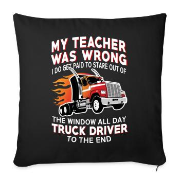 Truck Trucker Cadeau Drôle de chauffeur professionnel - Housse de coussin décorative 45 x 45 cm - noir - Devant