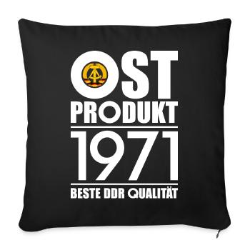 OSTPRODUKT 1971 DDR OSSI 55. GEBURTSTAG - Sofakissenbezug 45 x 45 cm - Schwarz - Vorne