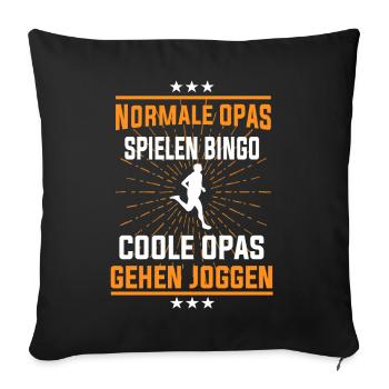 Coole Opas gehen Joggen - Läufer und Großvater - Sofakissenbezug 45 x 45 cm - Schwarz - Vorne