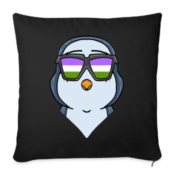 Pingouin Genderqueer - Housse de coussin décorative 45 x 45 cm - noir - Devant
