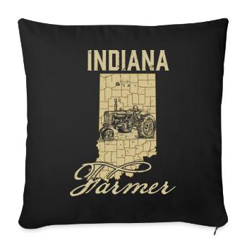 Indiana Farmer Tractor Lover Carte d’État Farming Loc - Housse de coussin décorative 45 x 45 cm - noir - Devant