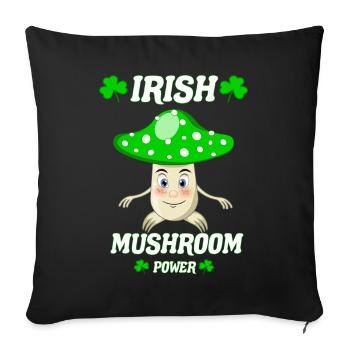 The Irish Power Mushroom, Funny Mushrooms Design - Sofa pillowcase 17,3'' x 17,3'' (45 x 45 cm) - black - Front