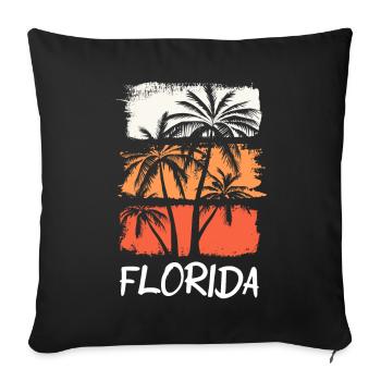 Florida USA Miami America Summer Palm Trees Beach - Sofa pillowcase 17,3'' x 17,3'' (45 x 45 cm) - black - Front