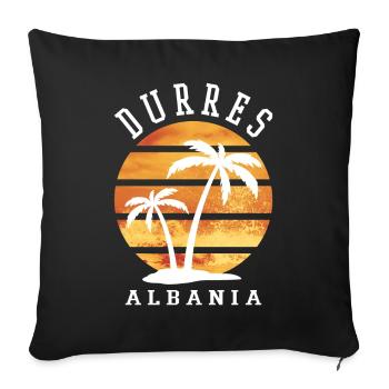 Durrës Durresi Albanie Été Palmiers Plage Mer - Housse de coussin décorative 45 x 45 cm - noir - Devant