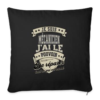 Je suis mécanicien t-shirt homme garagiste cadeau - Housse de coussin décorative 45 x 45 cm - noir - Devant