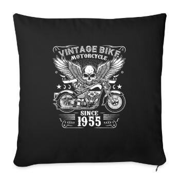 1955 Vintage Motorcycle Biker Birthday Born In 1955 - Sofa pillowcase 17,3'' x 17,3'' (45 x 45 cm) - black - Front