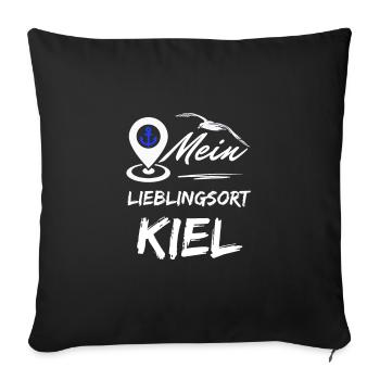 Kiel mon endroit préféré-la ville hanséatique de Kiel-Seagull, ancre - Housse de coussin décorative 45 x 45 cm - noir - Devant