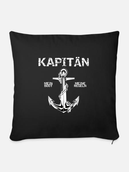 Kapitän - Mein Boot Meine Regeln - Sofakissenbezug 45 x 45 cm - Schwarz