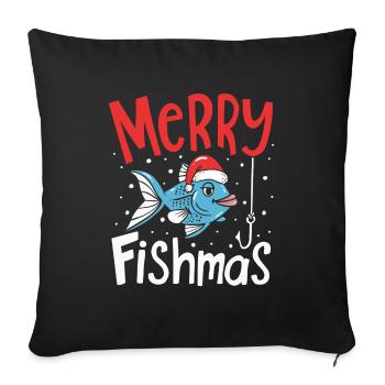 Joyeux Fishmas Pêche Noël Pêcheur Noël - Housse de coussin décorative 45 x 45 cm - noir - Devant
