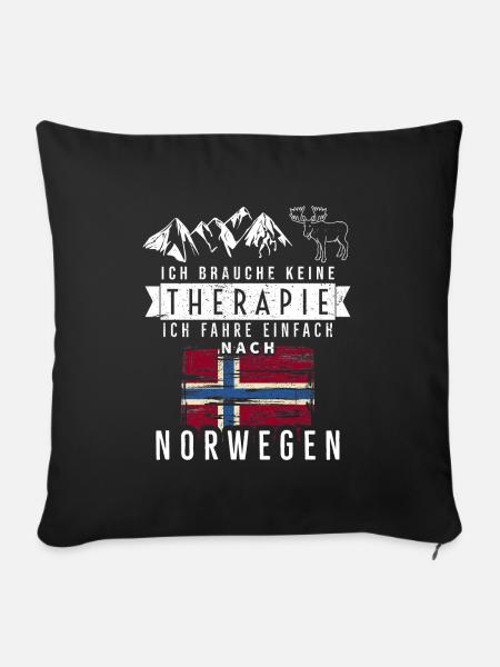 Ich brauche keine Therapie Norwegen Spruch - Sofakissenbezug 45 x 45 cm - Schwarz