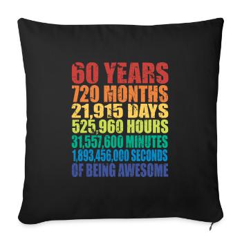 60 ans et des trucs pour dark rev2 - Housse de coussin décorative 45 x 45 cm - noir - Devant