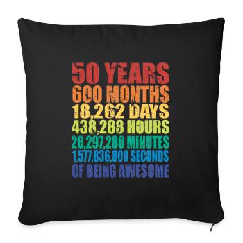 Lustiges Geschenk zum 50. Geburtstag, Alters-Countdown - Sofakissenbezug 45 x 45 cm - Schwarz - Vorne