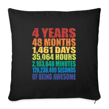 Drôle de cadeau de 4ème anniversaire, âge de 4 ans - Housse de coussin décorative 45 x 45 cm - noir - Devant