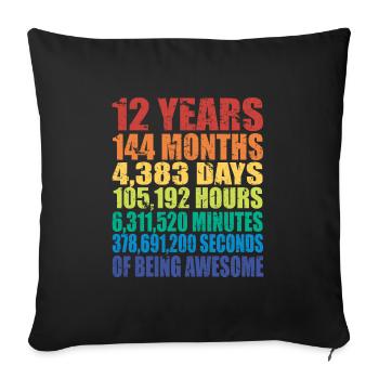 Drôle de cadeau d’anniversaire de 12 ans, 12 ans - Housse de coussin décorative 45 x 45 cm - noir - Devant