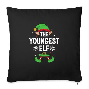 Le plus jeune groupe familial elfe correspondant à Noël - Housse de coussin décorative 45 x 45 cm - noir - Devant