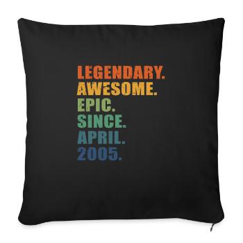 18e anniversaire, avril 2005, 18e anniversaire - Housse de coussin décorative 45 x 45 cm - noir - Devant