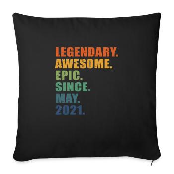 2nd Birthday, May 2021, 2 Year Anniversary - Sofa pillowcase 17,3'' x 17,3'' (45 x 45 cm) - black - Front