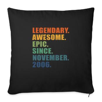 17e anniversaire, novembre 2006, 17e anniversaire - Housse de coussin décorative 45 x 45 cm - noir - Devant