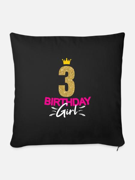 Geburtstag Mädchen Damen 3 Jahre Lustig Spruch - Sofakissenbezug 45 x 45 cm - Schwarz