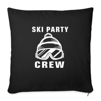 Ski Party Crew Skifahrer Skifahrerin Team Partner - Sofakissenbezug 45 x 45 cm - Schwarz - Vorne