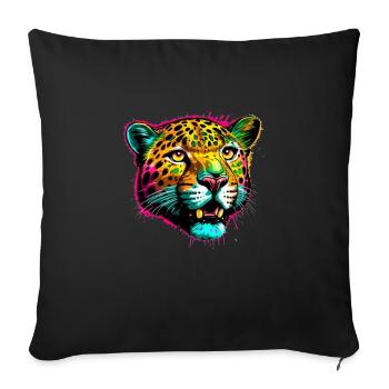 Rainbow Color Splash Leopard Par Jaguar - Housse de coussin décorative 45 x 45 cm - noir - Devant