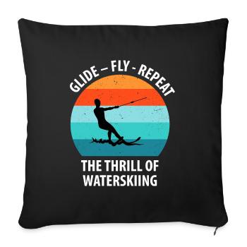Water skis, water skis, water skiers - Sofa pillowcase 17,3'' x 17,3'' (45 x 45 cm) - black - Front