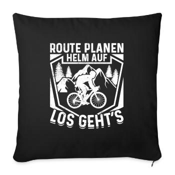 Lustiger Radfahrer Spruch Helm Auf Fahrrad - Sofakissenbezug 45 x 45 cm - Schwarz - Vorne