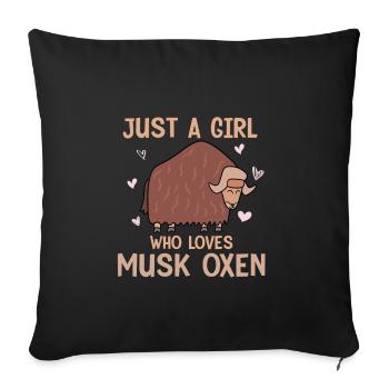 Girl Musk Ox Gift - Sofa pillowcase 17,3'' x 17,3'' (45 x 45 cm) - black - Front