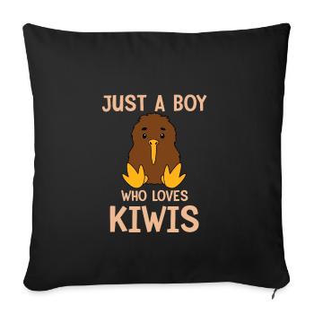 Gentil garçon Le cadeau kiwi est assis - Housse de coussin décorative 45 x 45 cm - noir - Devant