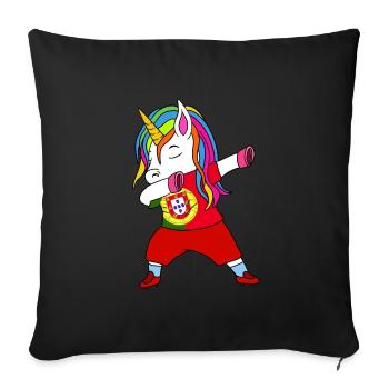 Portugal Football Dabbing Cadeau - Housse de coussin décorative 45 x 45 cm - noir - Devant