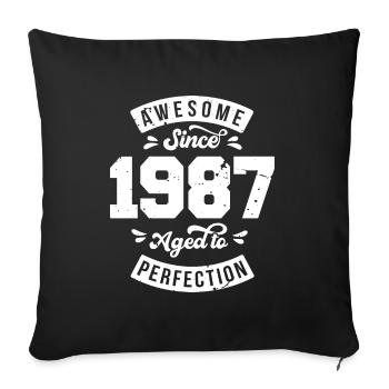 Millésime 1987 anniversaire - rétro 1987 - Housse de coussin décorative 45 x 45 cm - noir - Devant