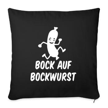 Bock auf Bockwurst - Sofakissenbezug 45 x 45 cm - Schwarz - Vorne
