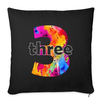 THREE 3 YEAR BOY 3RD BIRTHDAY - Sofa pillowcase 17,3'' x 17,3'' (45 x 45 cm) - black - Front