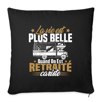 Retraité et camping-cariste - Housse de coussin décorative 45 x 45 cm - noir - Devant