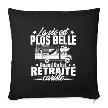 Retraité et camping-cariste - Housse de coussin décorative 45 x 45 cm - noir - Devant