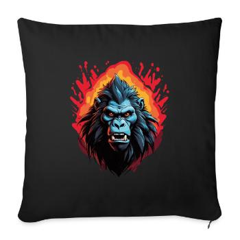 angry baboon with long teeth - Sofa pillowcase 17,3'' x 17,3'' (45 x 45 cm) - black - Front