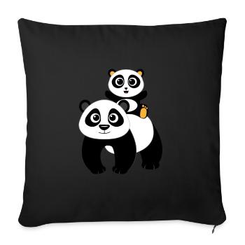 Panda bear design panda bears - Sofa pillowcase 17,3'' x 17,3'' (45 x 45 cm) - black - Front