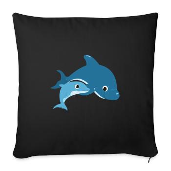 dolphin - Sofa pillowcase 17,3'' x 17,3'' (45 x 45 cm) - black - Front