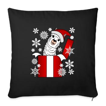 T-shirt de cadeau de Noël d'alpaga de lama - Housse de coussin décorative 45 x 45 cm - noir - Devant